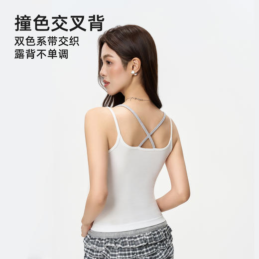 【💕假两件撞色背心/8356#小花边吊带背心/8338#】✔️假两件设计，自带层次感不费心✔️交叉美背+细肩带，显瘦又防滑✔️弹力面料+微收腰线，贴身不勒还显瘦 商品图2