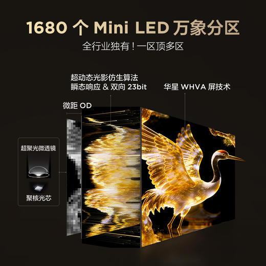 【FFALCON雷鸟】65鹤7 PRO 26款 65英寸 极景QD-MiniLED 蝶翼华曜屏 万象分区 平板电视机65R79A Pro 商品图4