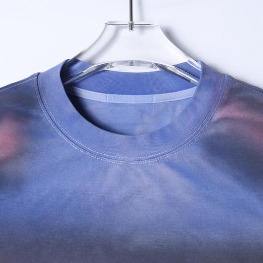 SDSA男装2026新款美式复古渐变t恤重磅棉宽松蓝紫条纹设计感短袖 商品图1