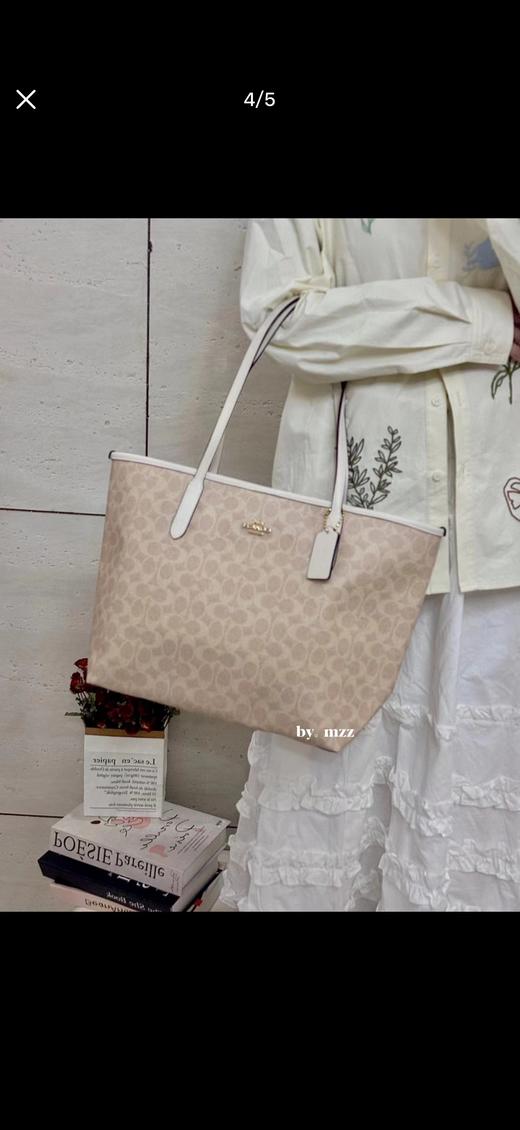 F030408新款吸扣老花单肩手提单面city托特包logo购物袋tote包 商品图13