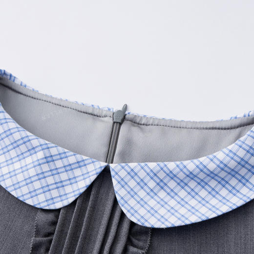 HERLIAN 2026年春夏新品蓝格娃娃领A字无袖连衣裙A字裙 商品图3