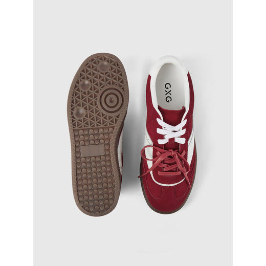 GXG通勤男鞋时尚百搭德训鞋红白拼接休闲鞋复古运动潮鞋 商品图3