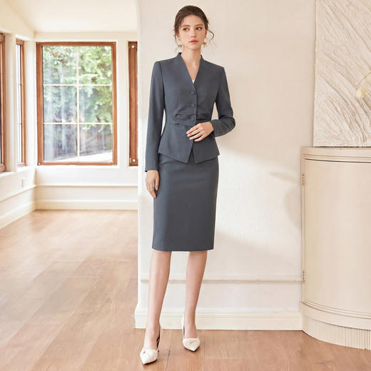 IWY/气质商务灰色西装套裙女高级感通勤职业装时尚工作服两件套WCS223 商品图1