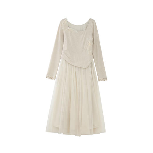 鹿向南「梦幻之境」法式度假风气质春季新款收腰假两件连衣裙 商品图1