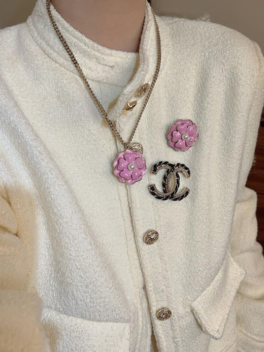 小香 25B 黑/粉山茶花双c项链（XTY） 商品图1