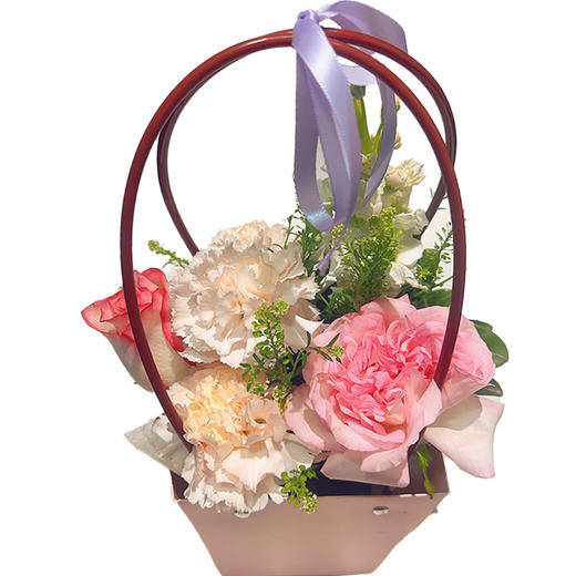 38女神节花束【 桃粉蜜语】新鲜鲜花花束 粉色康乃馨粉玫瑰混搭小花束 （可备注送货时间） 商品图0