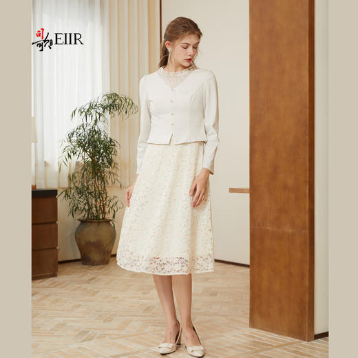 司歌假两件蕾丝长袖连衣裙收腰春秋A921134X 商品图1