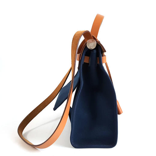 【95新】Hermes爱马仕Herbag系列蓝色帆布拼棕色herbag 31手提单肩包女士280226NJS71 商品图4