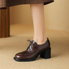 【预售5天】厚底乐福鞋女新款真皮小个子高跟单鞋粗跟小皮鞋子XMN&3750 商品缩略图1