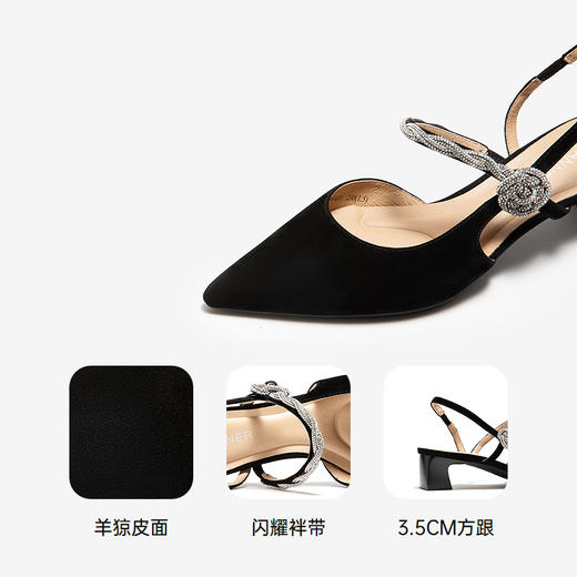 【静音系列】千百度粗中跟时装凉鞋女2026夏季新款包头后空凉鞋A26206084 商品图3