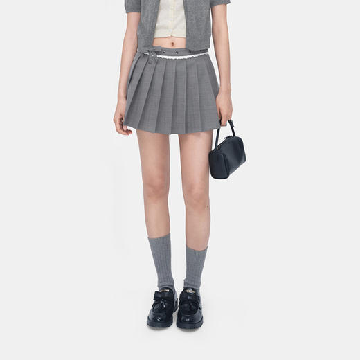 HERLIAN 2026年春季新品百可拆卸蝴蝶结百褶裙女士A字短裙 商品图2