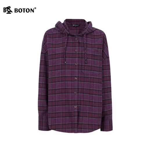 波顿女士三季格纹连帽衬衣｜宽松落肩廓形，穿出日常慵懒感LS167126 商品图5