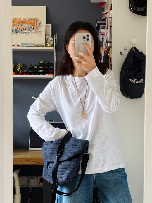 45-R领口笑脸竹节棉刺绣纯色长袖【包邮+三天无理由退换】 商品图5