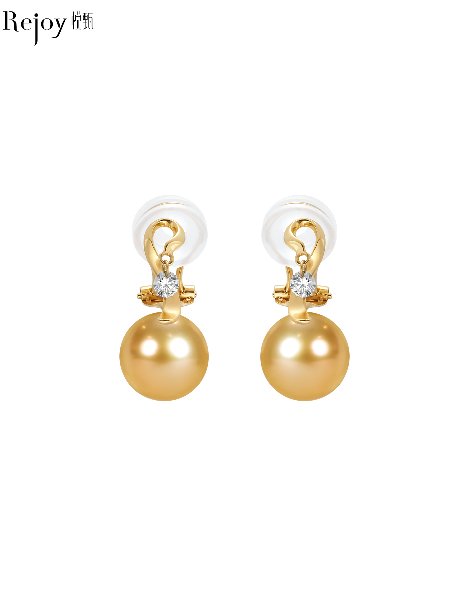 【挚友限定】金天鹅-18K金南洋金珠耳夹 10.2mm