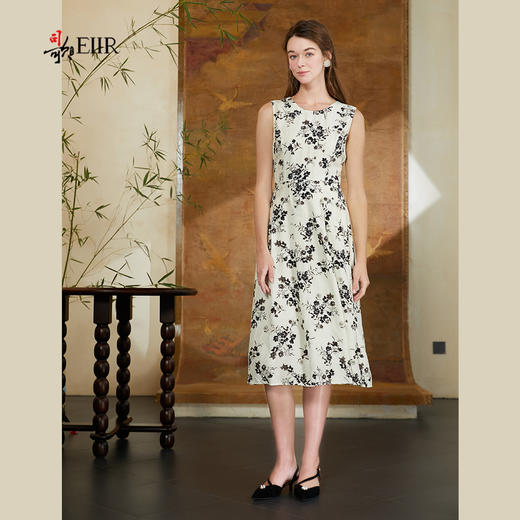 司歌水墨花无袖背心收腰连衣裙A911278X 商品图2