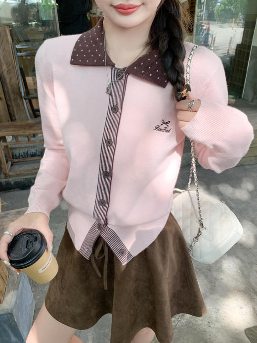 <曾小咸推荐>3.8现货秒杀 ！微信超特价！韩系翻领撞色边针织衫 日常189.99 立减100 秒杀89.99！！ 商品图5