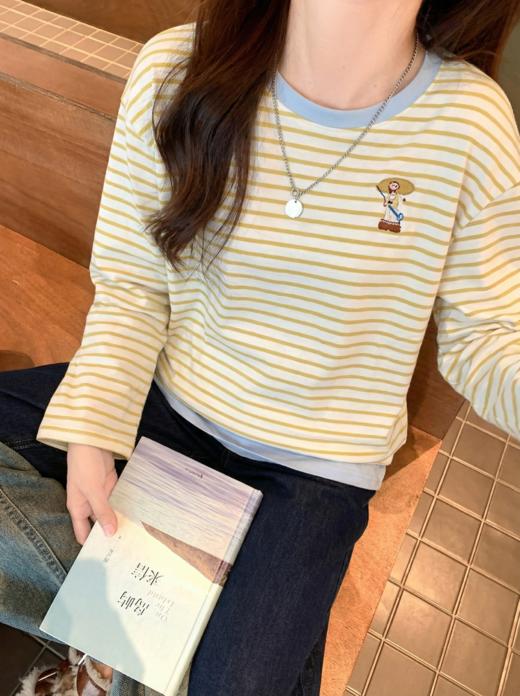 <曾小咸推荐>3.5现货秒杀 ！微信超特价！韩系条纹刺绣长袖t恤 日常149.99 立减80 秒杀69.99！！ 商品图6