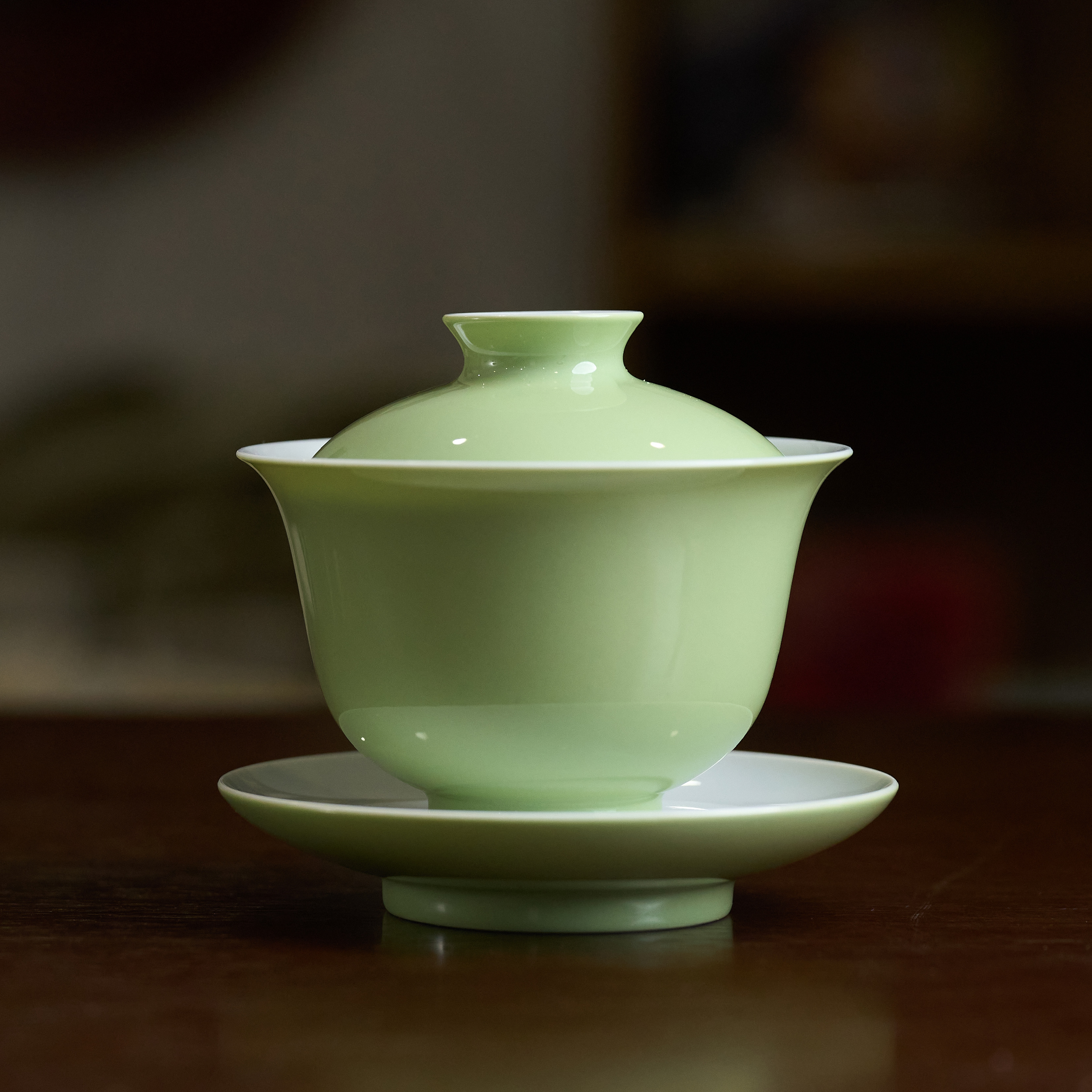 季节限定「春水绿色釉款」放心盖碗 · 专为泡茶定制的盖碗（120ml/150ml）景德镇手工制三才盖碗（三联出品）