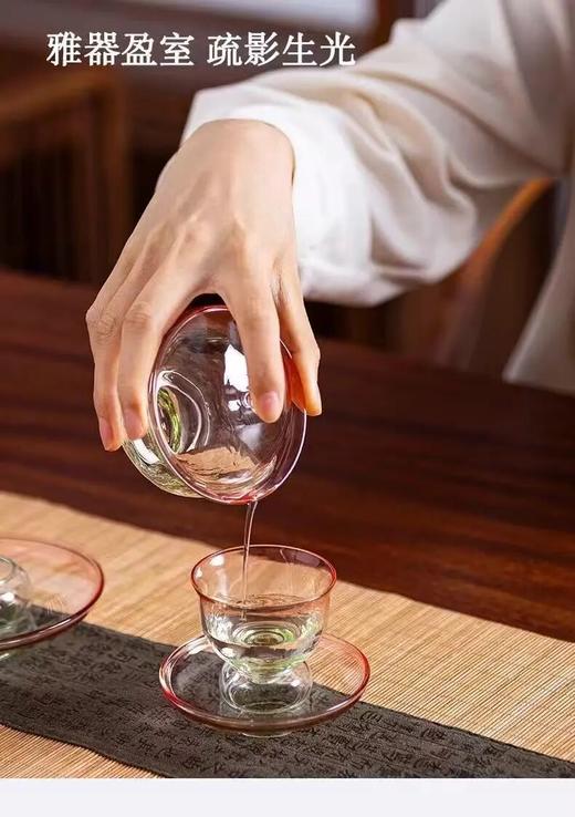 西泠有美堂·湖山雅集琉璃茶器套组 ， 手工吹制的通透琉璃，杯身精致山水纹 商品图3