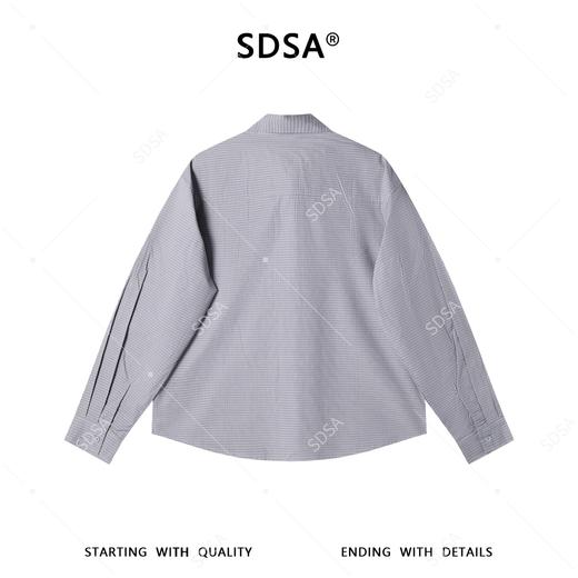 SDSA男装2026新款高贵轻奢细格纹系带衬衫宽松设计感百搭长袖衬衫 商品图4