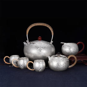 子佩集S999银【常相绕】锤纹提梁壶小茶壶公道杯摆件茶杯摆件茶具套装【AHYQ051】【YMT013】【YMT014】【YMT015】2311