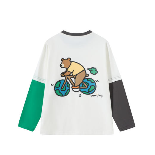 【MQD】童装男女大童26春季新款儿童学院风卡通印花潮酷拼接长袖T恤 商品图2