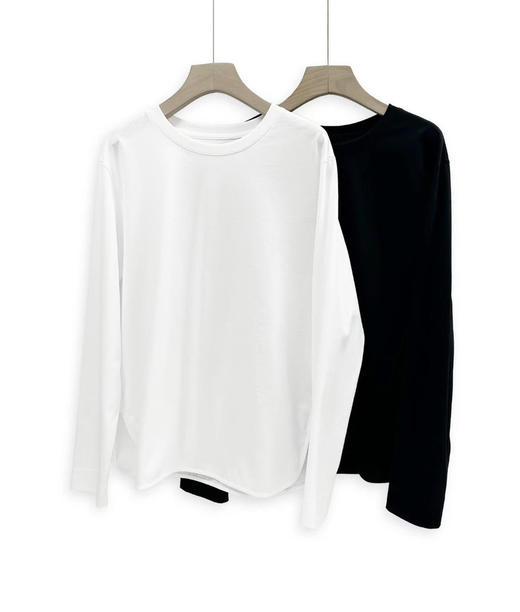 【23区】日单/弧形下摆圆领全棉长袖T恤。白色 黑色 自己备注号码颜色 商品图3