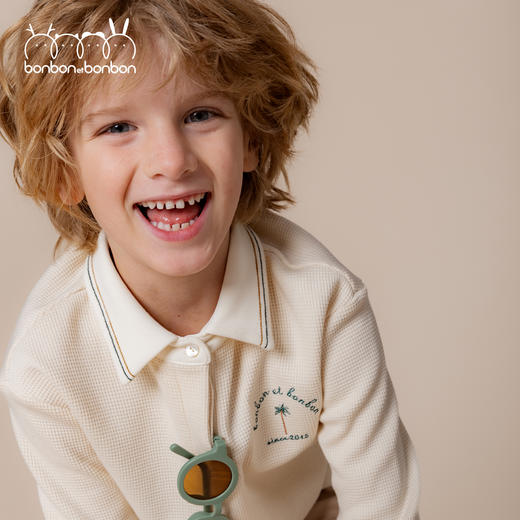 刺绣细节华夫格针织上衣 商品图2