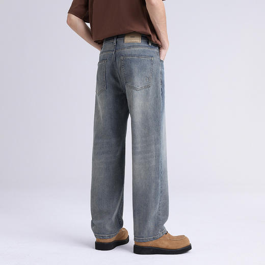 GXG男装26春季潮流百搭宽松直筒裤时尚休闲弹力舒适男式牛仔长裤K&C 商品图3