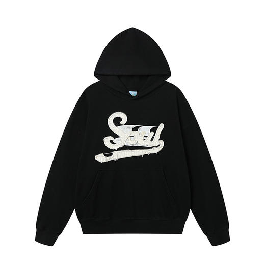 CryingCenter联名bofc Soul贴布绣洗水破坏做旧boxy复古连帽卫衣 商品图6