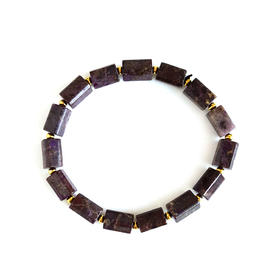 【天然正品】天然约6*10MM泥地樱花料舒俱来长方形手串18CM（弹力绳）230126NJM32