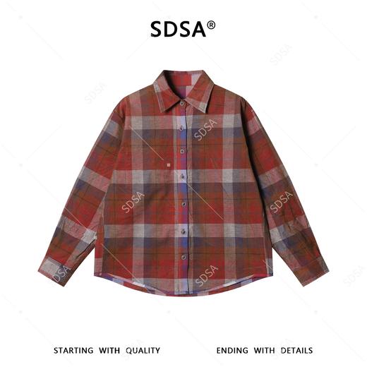 26CS27SDSA男装2026新款高贵轻奢美式复古撞色格子翻领长袖衬衫百搭休闲 商品图1