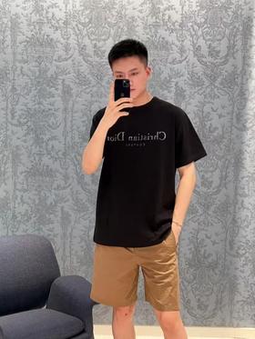 迪奥  25SS字母标识印花短袖T恤 黑色 男女同款（DY）