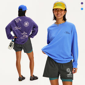 CryingCenter 海洋图腾轻薄竹节棉长袖T恤运动跑步冲浪海边穿搭