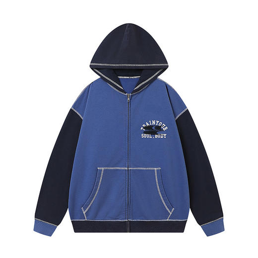 CryingCenter联名bofc 复古洗水拼色毛圈拉链卫衣 商品图4