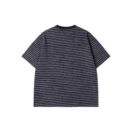 SDSA男装2026新款日系复古条纹上衣重磅细条纹宽松短袖休闲T恤 商品图4