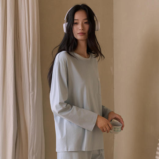 【2026春季新品】棉柔 · 拼色家居服套装 亲肤休闲简约拼色口袋家居服春夏长袖长裤 商品图1