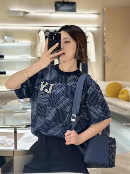 驴家25ss镶钻logo棋盘格针织短袖（DY） 商品图9