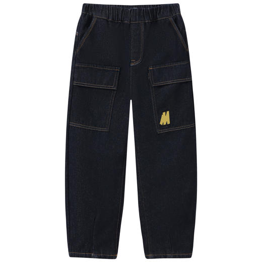 【MQD】童装男大童冬新款儿童休闲百搭学院风裤子加厚奥利绒牛仔裤 商品图4