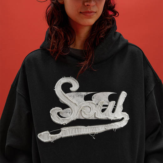 CryingCenter联名bofc Soul贴布绣洗水破坏做旧boxy复古连帽卫衣 商品图1