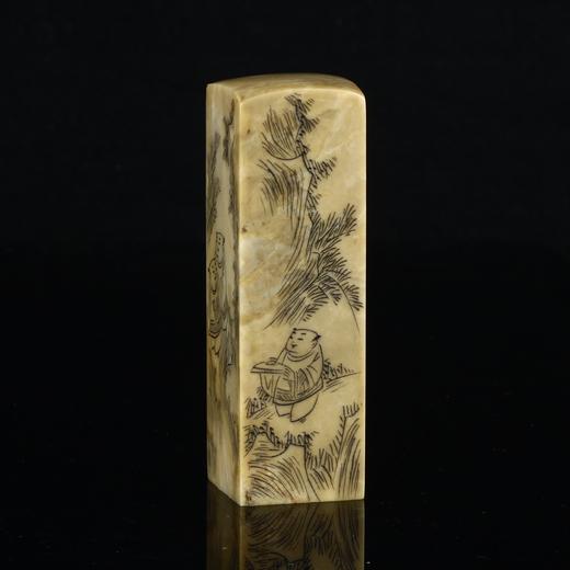 孤品17879昌化冻石线刻山水画方章书画闲章/藏书章2.6*2.6*8.5cm 商品图2