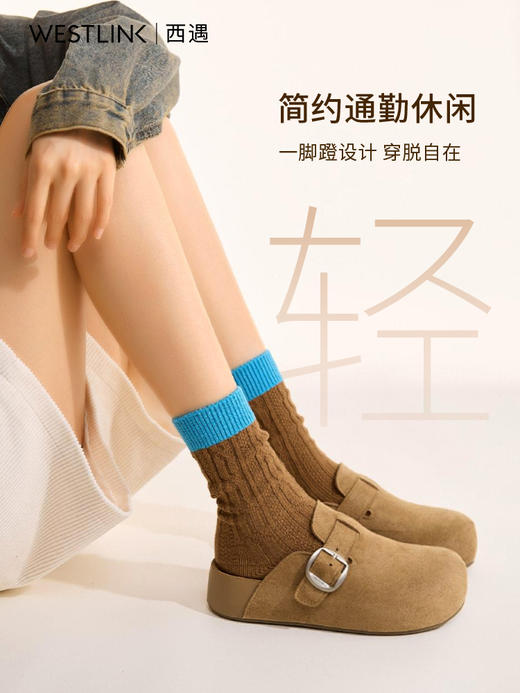 西遇厚底勃肯鞋女新款秋季百搭圆头一脚蹬懒人鞋外穿增高半拖K2057173 商品图2