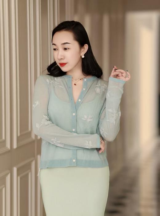 【3.6上新】早春青芜🌸薄荷绿印花100%绵羊毛开衫 商品图3