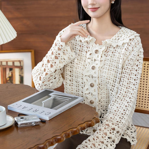 苏苏姐家盛炽开衫手工diy钩针编织4股棉上衣毛线团材料包 商品图3