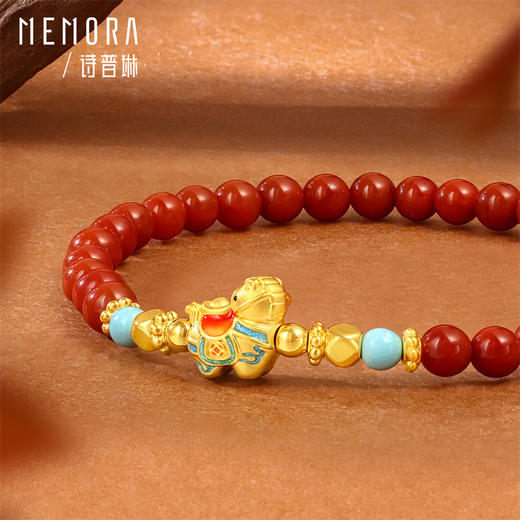 【新品首发】马上有钱 足金黄金生肖马南红手串 成熟女性自带礼物MEMORA诗普琳MB012601 商品图4