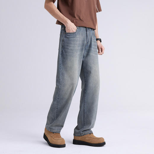 GXG男装26春季潮流百搭宽松直筒裤时尚休闲弹力舒适男式牛仔长裤K&C 商品图2