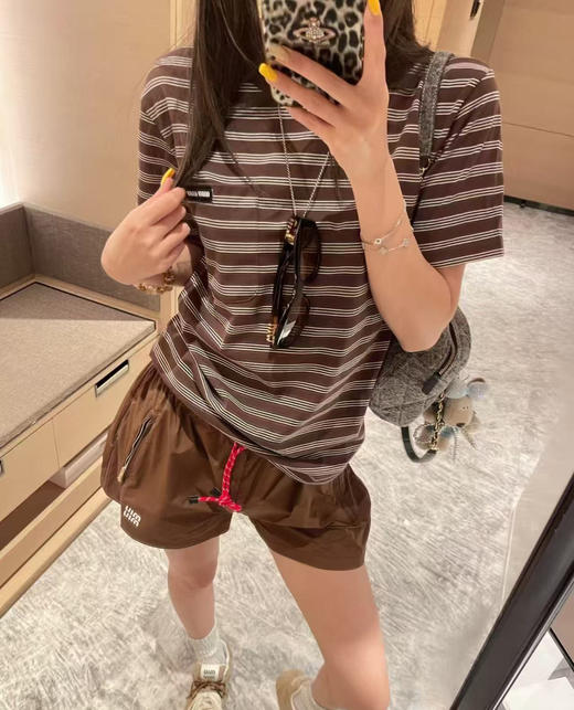 【xb1-05663】女士时尚条纹针织短袖T恤！！ 商品图0