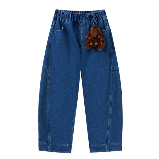 【MQD】童装女大童冬季新款儿童休闲百搭保暖玩偶配饰加绒牛仔裤 商品图1