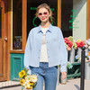 半身缘女装 春季宽松袖口翻边拼色洗水衬衫261213U01040263 商品缩略图3