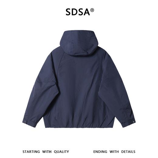 SDSA男士秋冬新款痞帅男装潮牌褶皱纯色拉链立领连帽夹克外套百搭 商品图4